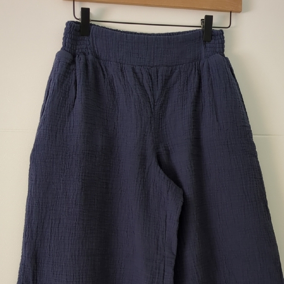 Echo Wide Leg Gauzy Beachy Boho Navy Pants Stretchy Waist Sz XS Vacation - Picture 2 of 6